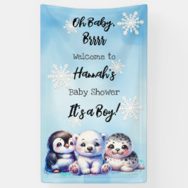 Aquarell Winter Animals Polar Baby Dusche Banner