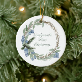 Aquarell-Winter-Beeren-Kranz Keramik Ornament