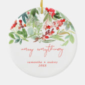 Aquarell-Winter-Beeren und Grün Keramik Ornament (Hinten)