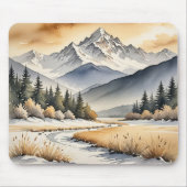 Aquarell-Winter-Bergtal Mousepad (Vorne)
