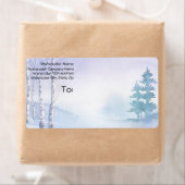 Aquarell Winter Birch Pine Tree Adresse (Insitu)