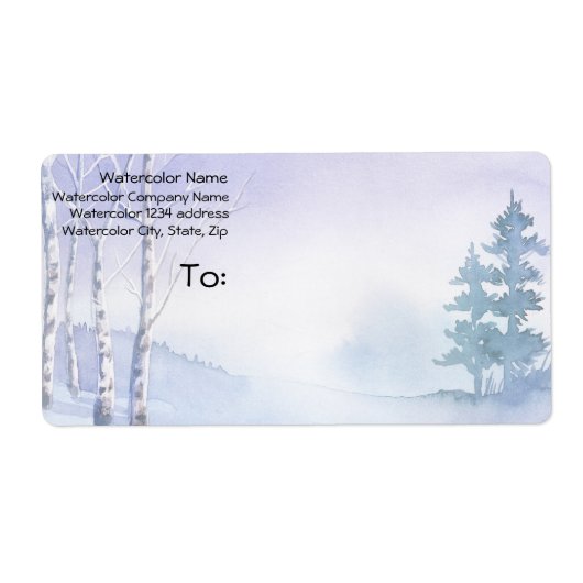 Aquarell Winter Birch Pine Tree Adresse (Vorne)