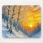 Aquarell-Winter-Birkenbäume Mousepad (Vorne)