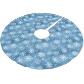Aquarell-Winter-Blauer-Schneeflocke Polyester Weihnachtsbaumdecke (Schrägansicht)