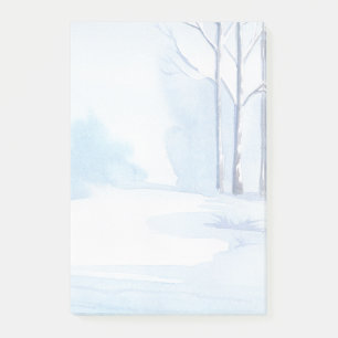 Aquarell-Winter-bloße Baum-Schnee-Szene Post-it Klebezettel