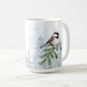 Aquarell-Winter-Fichtenbaum-Meise  Kaffeetasse (VorderseiteRechts)