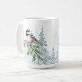 Aquarell-Winter-Fichtenbaum-Meise  Kaffeetasse (Vorderseite Links)