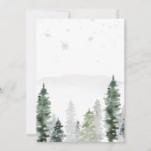 Aquarell Winter Forest Blue Baby Dusche Einladung (Rückseite)