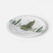 Aquarell Winter Forest Blue Baby Dusche Pappteller (Schrägansicht)