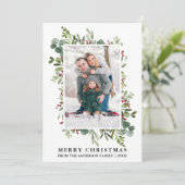 Aquarell Winter Greenerie Berries Foto Weihnachten (Stehend Vorderseite)