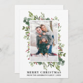 Aquarell Winter Greenerie Berries Foto Weihnachten (Vorne/Hinten)