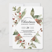 Aquarell Winter Grüne Kiefernwälder und Kiefernkie Einladung (Vorderseite)