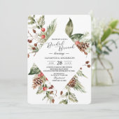 Aquarell Winter Grüne Kiefernwälder und Kiefernkon Einladung (Stehend Vorderseite)