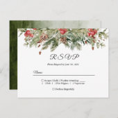 Aquarell Winter Grüne Kiefernwälder und Kiefernkon Einladungspostkarte (Vorne/Hinten)