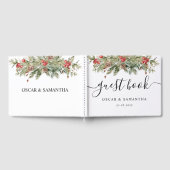 Aquarell Winter Grüne Kiefernwälder und Kiefernkon Gästebuch (Voll)