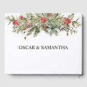 Aquarell Winter Grüne Kiefernwälder und Kiefernkon Gästebuch (Rückseite)