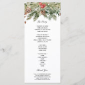 Aquarell Winter Grüne Kiefernwälder und Kiefernkon Menükarte (Rückseite)