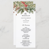 Aquarell Winter Grüne Kiefernwälder und Kiefernkon Menükarte (Vorne/Hinten)