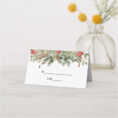 Aquarell Winter Grüne Kiefernwälder und Kiefernkon Platzkarte (Vorderseite)