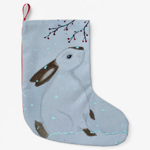 Aquarell-Winter-Hasen-Kaninchen Kleiner Weihnachtsstrumpf