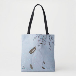 Aquarell-Winter-Hasen-Kaninchen Tasche