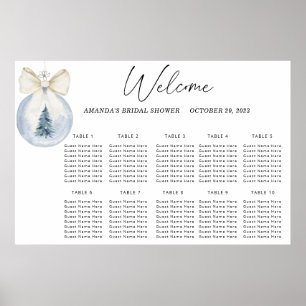 Aquarell-Winter-Hochzeits-Sitzplan Poster