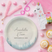 Aquarell-Winter-Kiefernwald-Individueller Name Pappteller (Party)