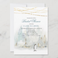 Aquarell Winter Pinguin Bridal Dusche Einladung