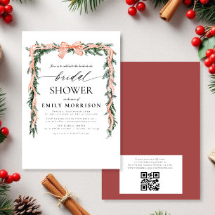 Aquarell Winter Roter Bogen QR-Code Brautparty Einladung