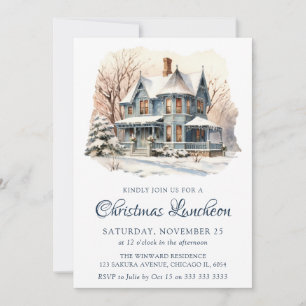 Aquarell-Winter-Schneeszene Weihnachts-Lunchparty Einladung
