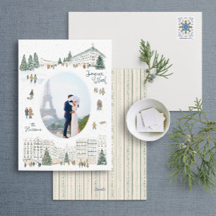Aquarell-Winter-Stadtbild-Foto-Weihnachten Feiertagskarte