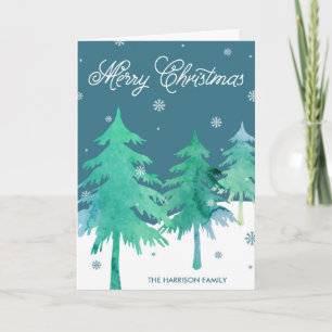 Aquarell-Winter-Szenen-Weihnachtsgruß-Karten Feiertagskarte