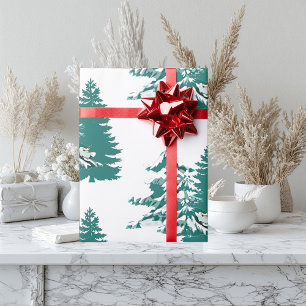 Aquarell Winter Weihnachten Wald Bäume Geschenkpapier