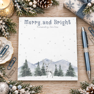 Aquarell Winter Weiß Rentier Personalisiert Notizblock