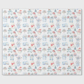Aquarell-Winter-Wunderland-Geschenkverpackungspapi Geschenkpapier (Flach)