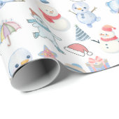 Aquarell-Winter-Wunderland-Geschenkverpackungspapi Geschenkpapier (Rolleneckpunkt)