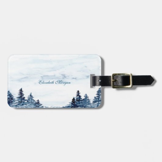 Aquarell-Winterbaum, Landschaft Gepäckanhänger (Vorderseite horizontal)