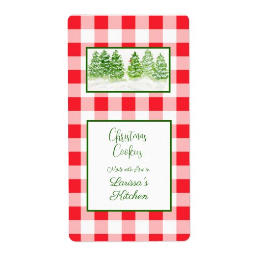 Aquarell-Winterbaum Rotkariert COOKIES mit Liebe (Vorne)