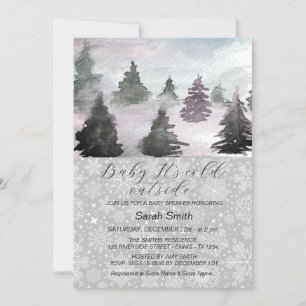 Aquarell-Winterbaum-Wald-Baby-Dusche  Feiertagskarte