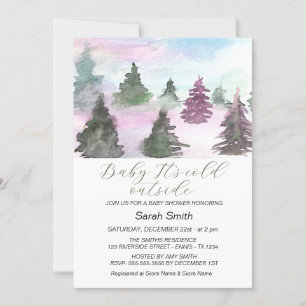 Aquarell-Winterbaum-Wald-Baby-Dusche Feiertagskarte