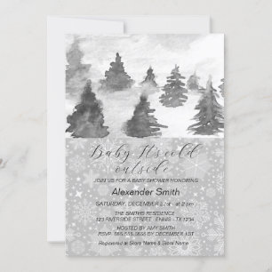Aquarell-Winterbaum-Wald-Junge-Baby-Party Feiertagskarte