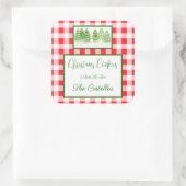 Aquarell-Winterbäume Rotkariert COOKIES Quadratischer Aufkleber (Tasche)