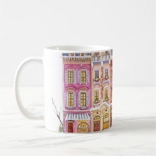 Aquarell-Winterdorf-Weihnachtsstadt Kaffeetasse