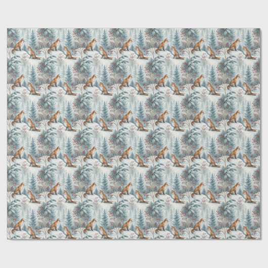 Aquarell-Winterfuchs-Wrap-Papier Geschenkpapier (Flach)