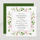 Aquarell Wintergrün Rahmen Probe Abendessen Einladung (Vorne/Hinten)