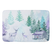 Aquarell-Winterlandschaft Frohe Feiertage Badematte (Vorderseite)