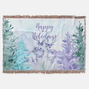 Aquarell-Winterlandschaft Frohe Feiertage Decke