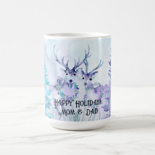 Aquarell-Winterlandschaft Frohe Feiertage Kaffeetasse (Mittel)