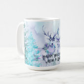 Aquarell-Winterlandschaft Frohe Feiertage Kaffeetasse (Vorderseite Links)