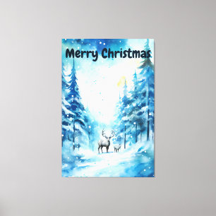 Aquarell-Winterlandschaft Nordpol Weihnachten Leinwanddruck